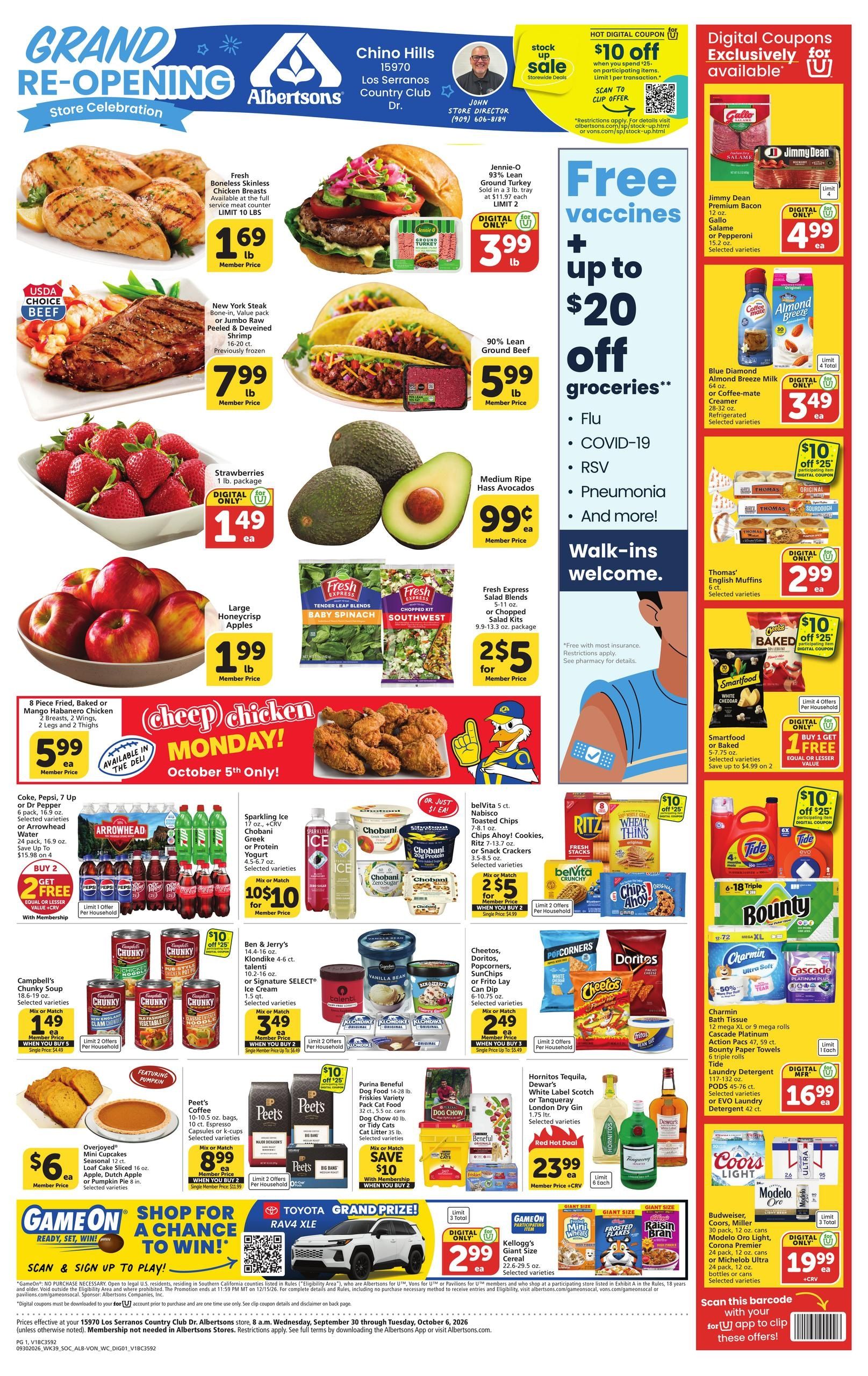 Albertsons (Chino Hills-Yorba Linda Area, CA) Weekly Ad September 30 - October 6, 2026