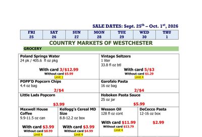 Country Markets of Westchester Weekly Ad September 25 - October 1, 2026