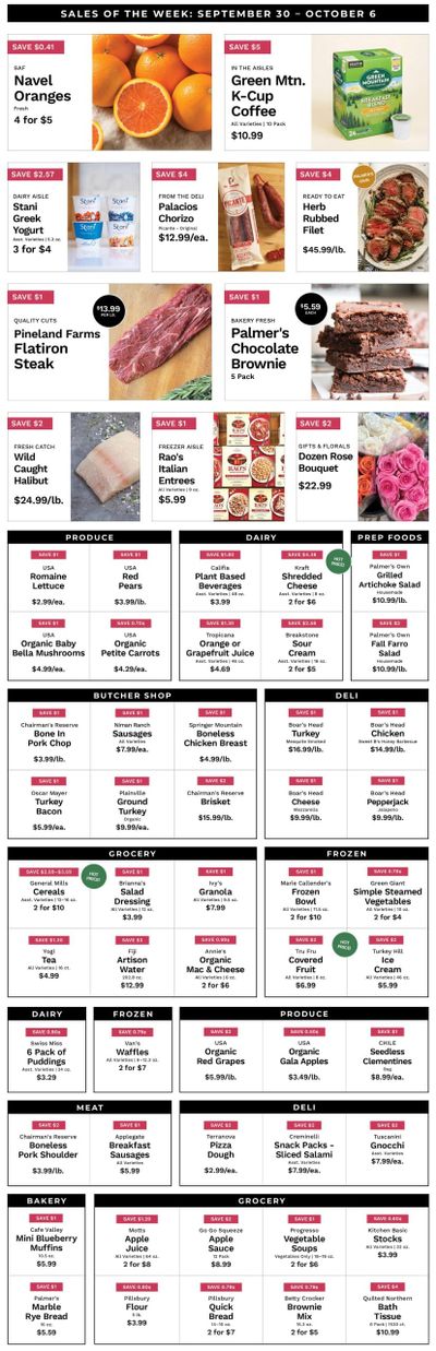 Palmer's Supermarket IGA Sales of the Week Weekly Ad September 30 - October 6, 2026