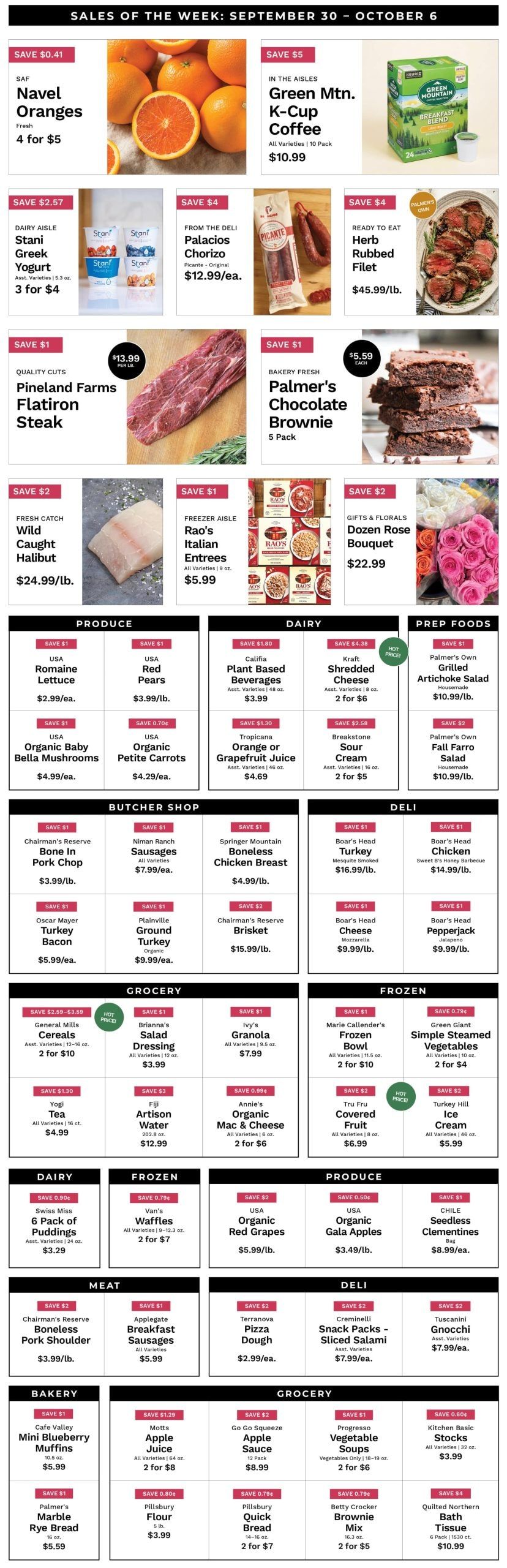 Palmer's Supermarket IGA Sales of the Week Weekly Ad September 30 - October 6, 2026