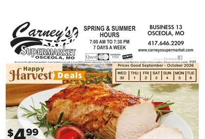 Carney's Supermarket Weekly Ad September 30 - October 6, 2026