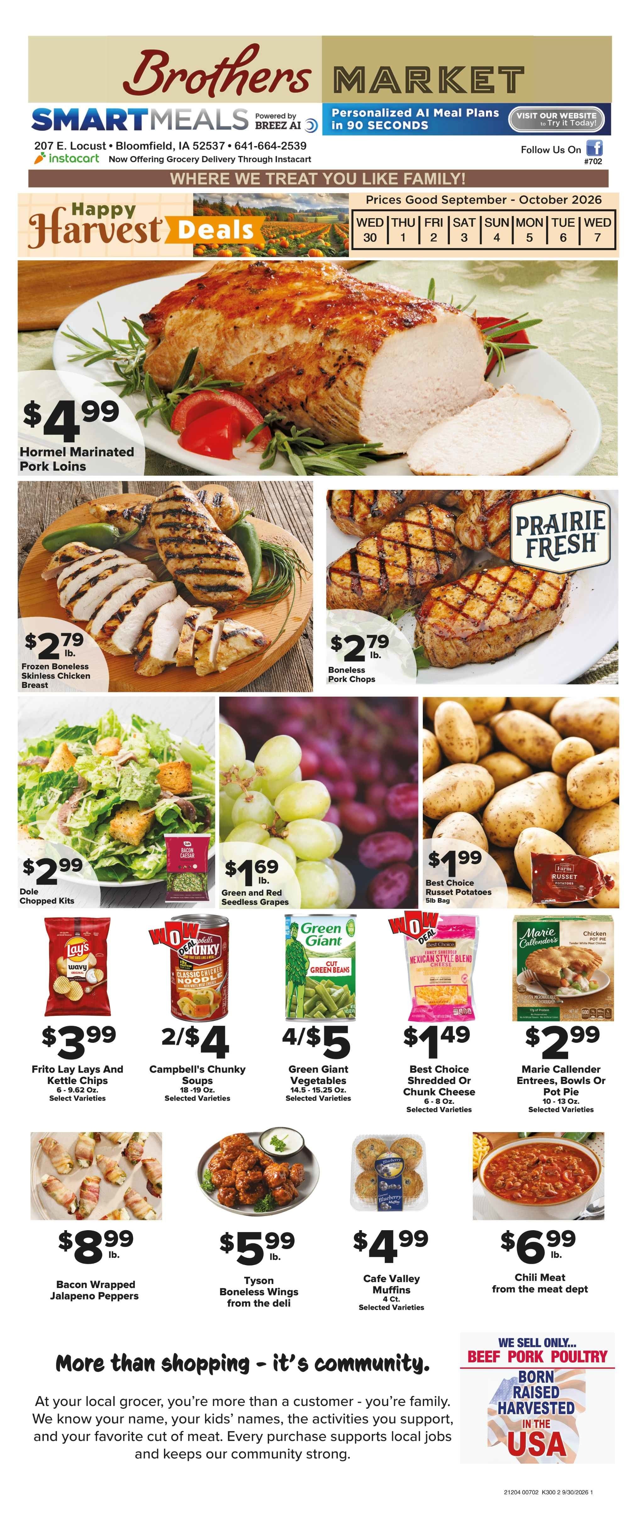 Brothers Market (Bloomfield, IA) Weekly Ad September 30 - October 7, 2026