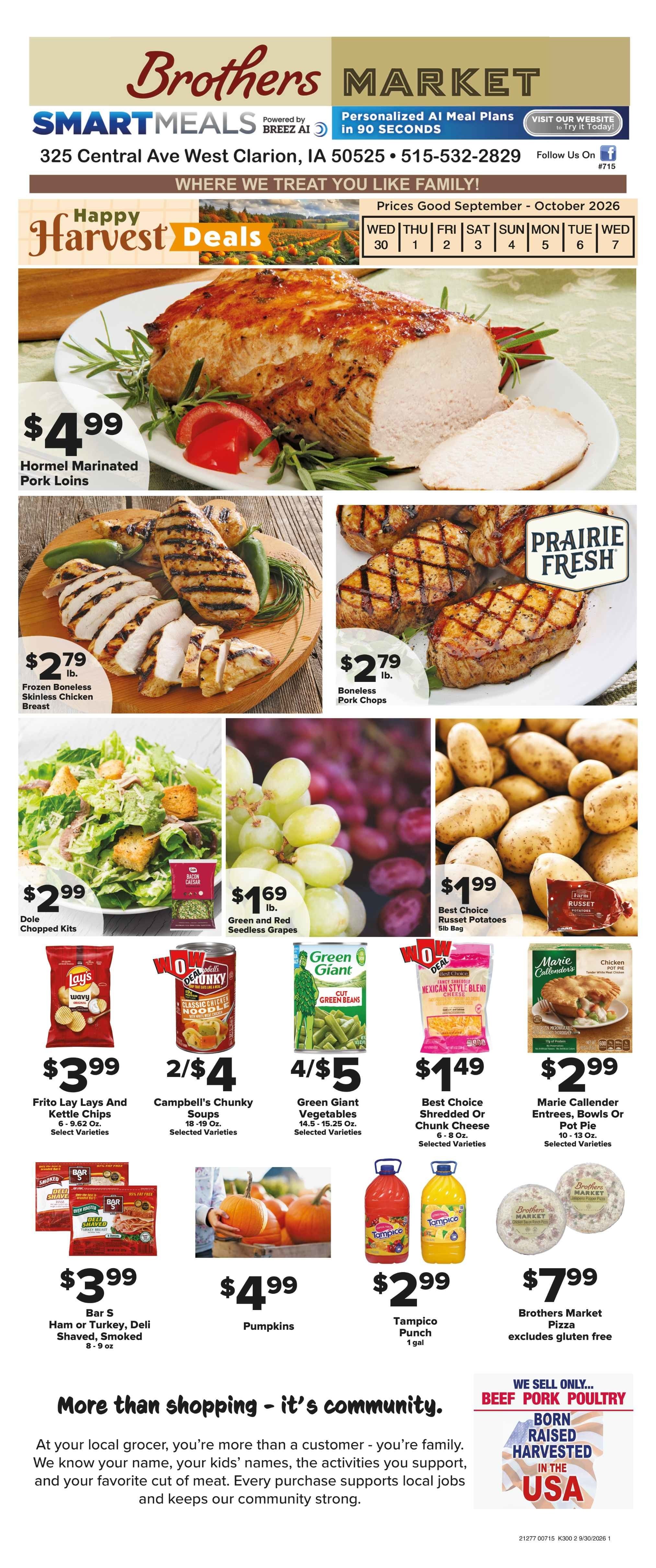 Brothers Market (Clarion, IA) Weekly Ad September 30 - October 7, 2026