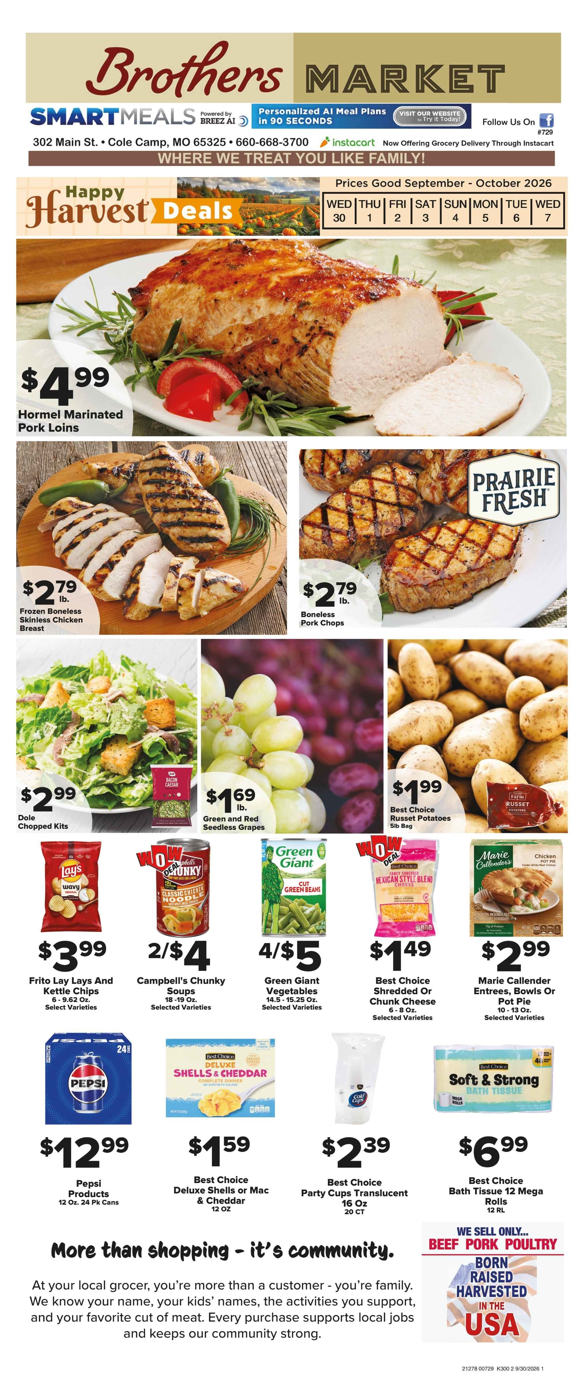 Brothers Market (Cole Camp, MO) Weekly Ad September 30 - October 7, 2026