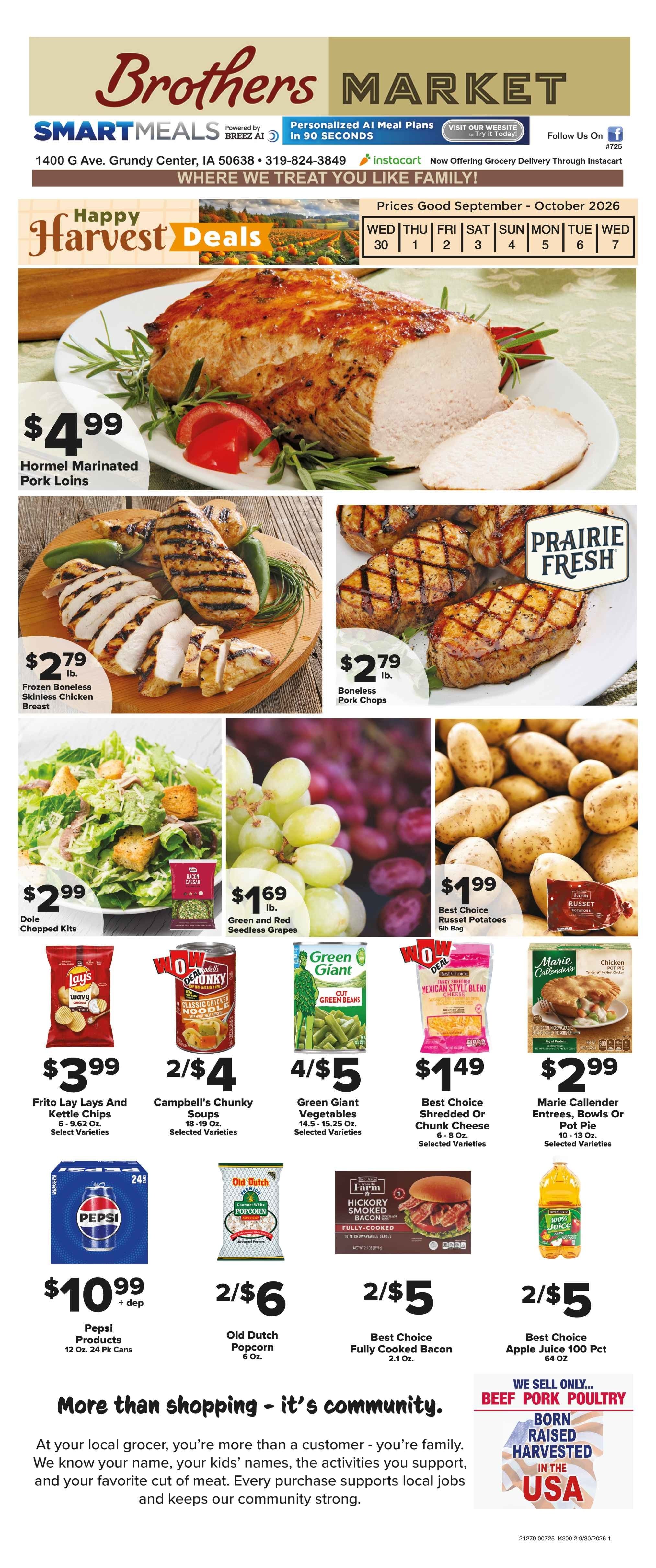 Brothers Market (Grundy Center, IA) Weekly Ad September 30 - October 7, 2026