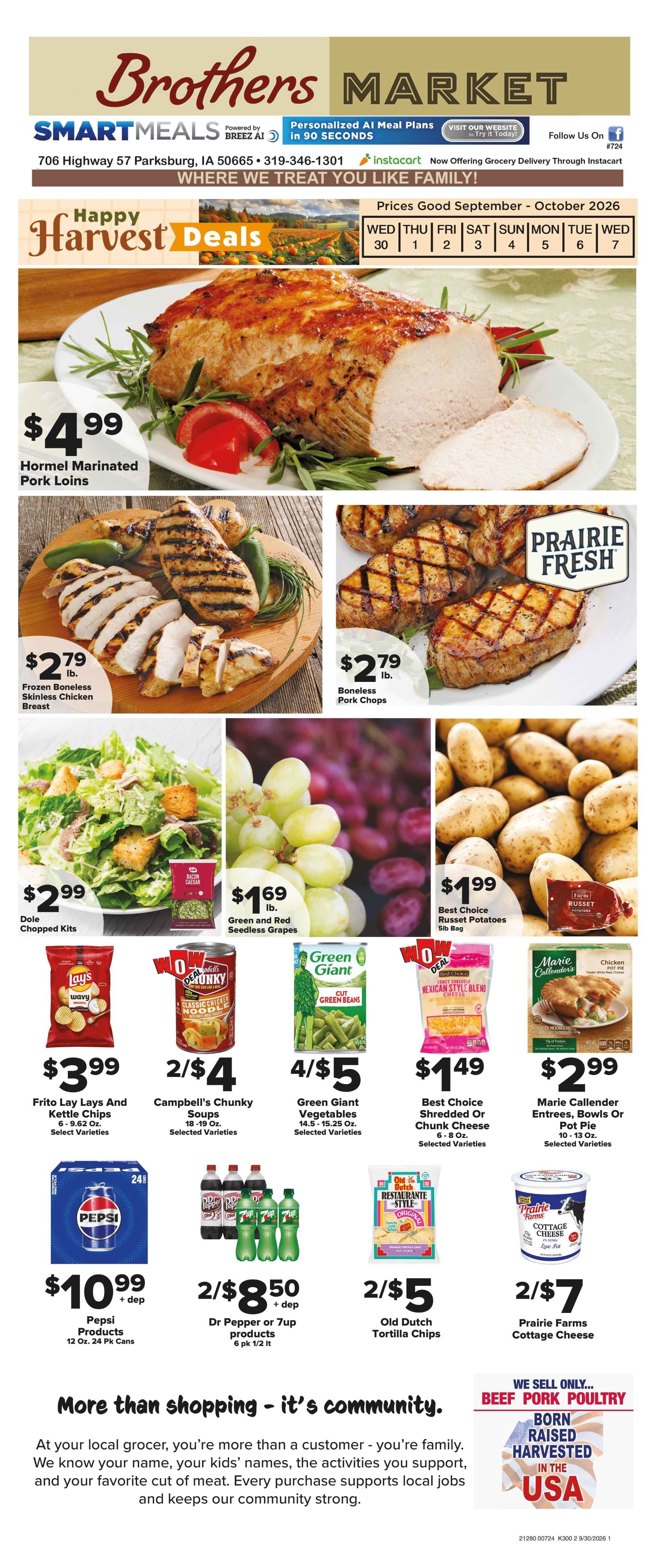Brothers Market (Parkersburg, IA) Weekly Ad September 30 - October 7, 2026