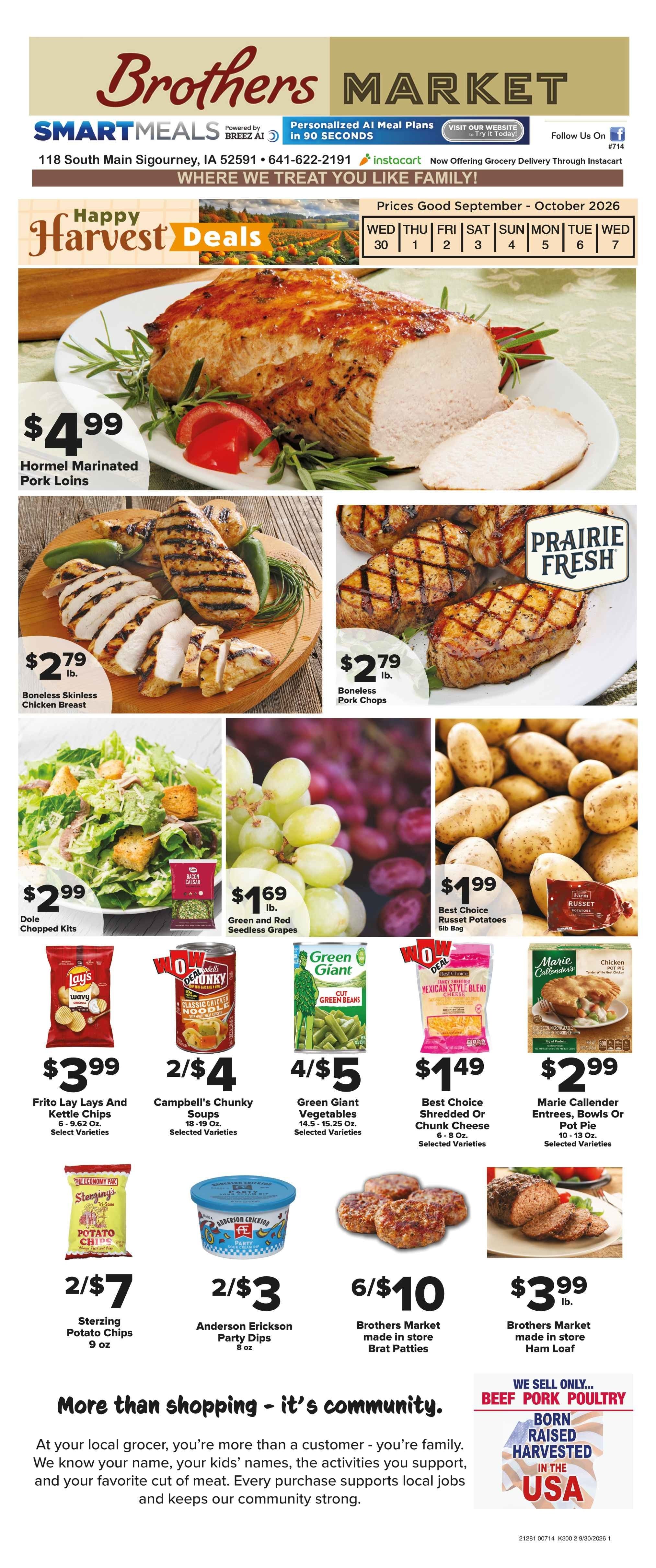 Brothers Market (Sigourney, IA) Weekly Ad September 30 - October 7, 2026