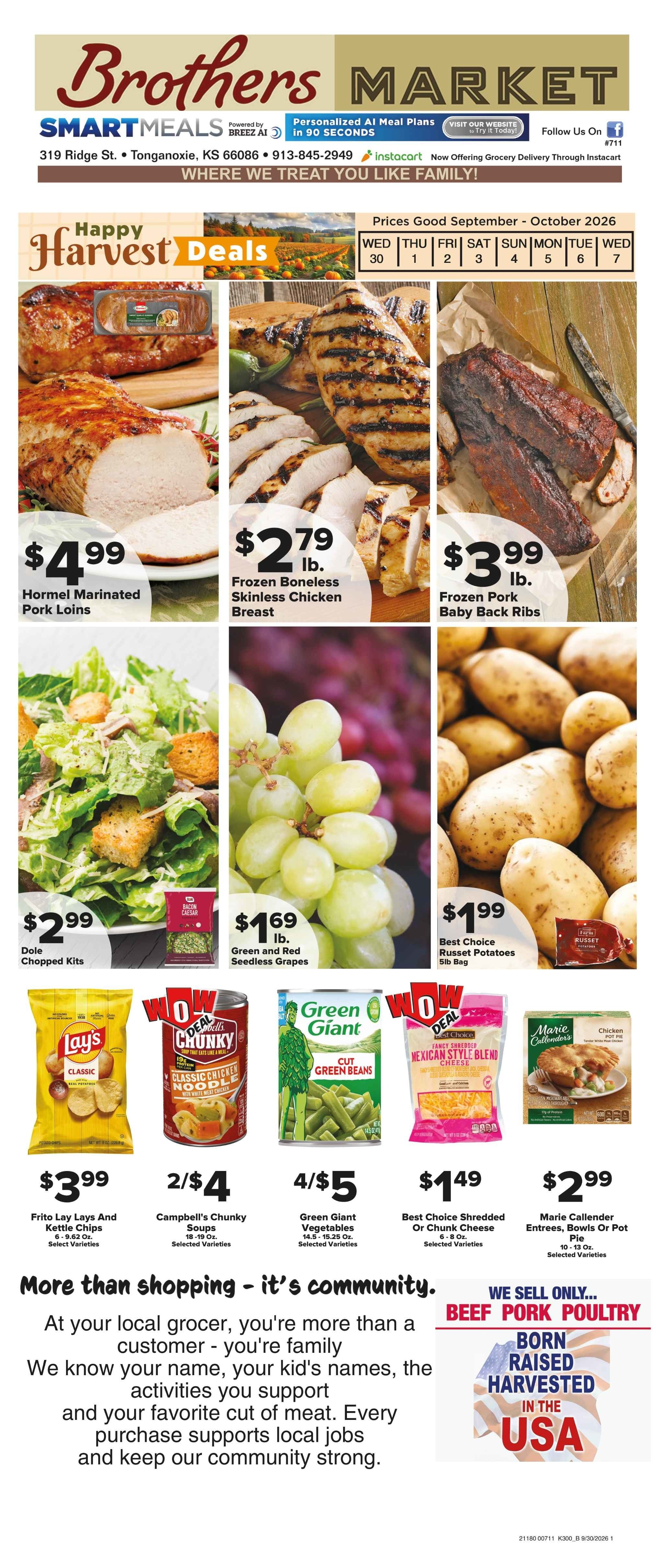 Brothers Market (Tonganoxie, KS) Weekly Ad September 30 - October 7, 2026
