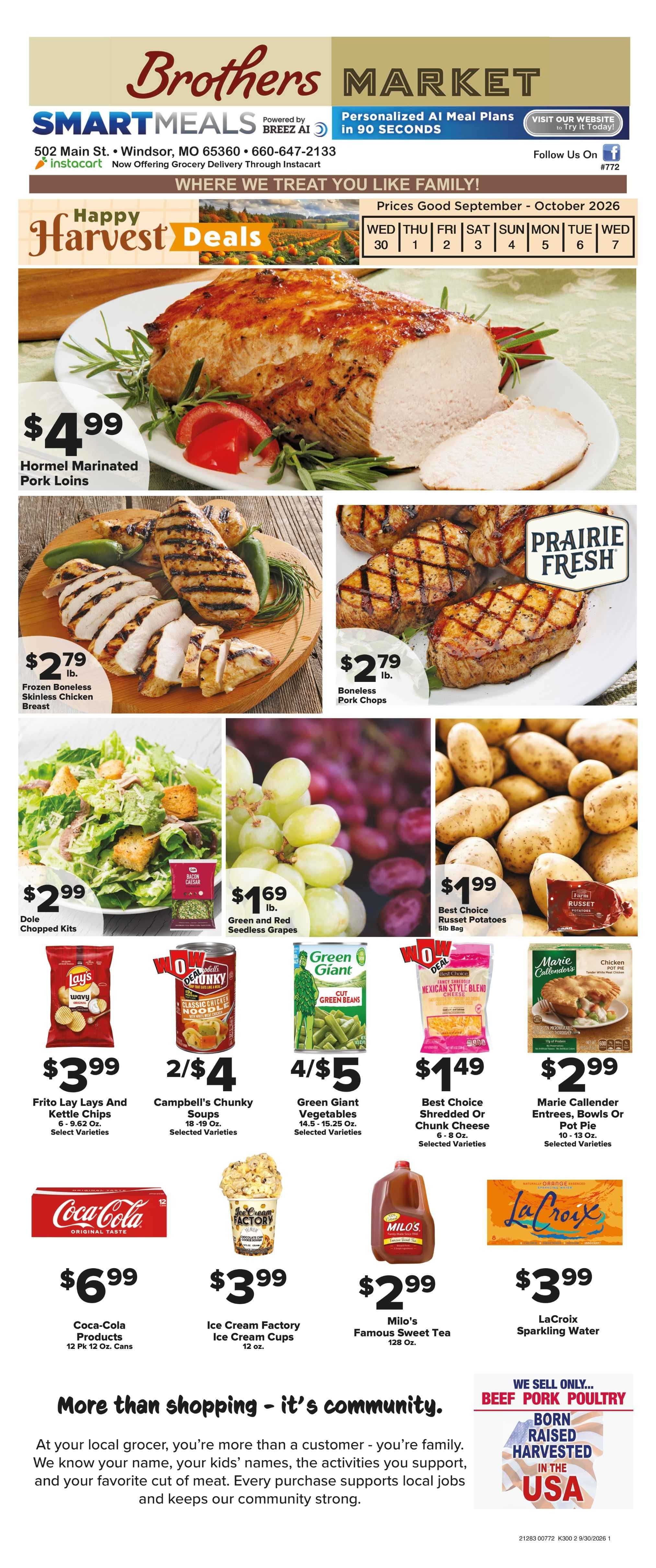Brothers Market (Windsor, MO) Weekly Ad September 30 - October 7, 2026