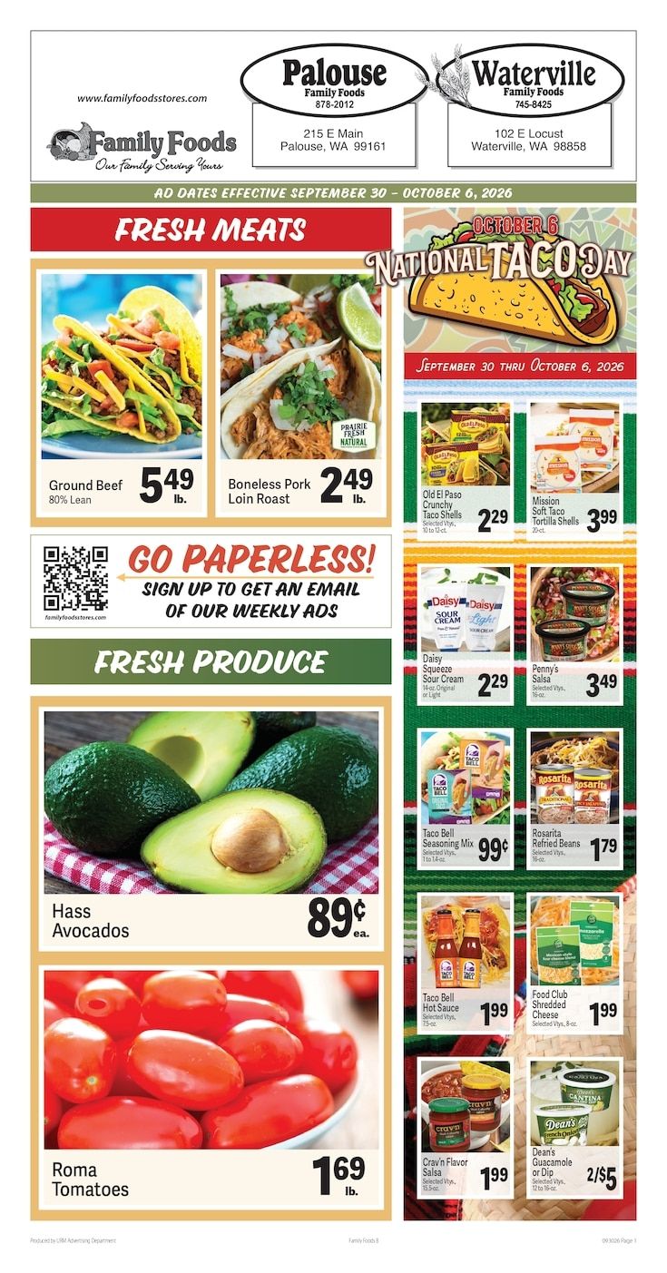Palouse Family Foods Weekly Ad September 30 - October 6, 2026