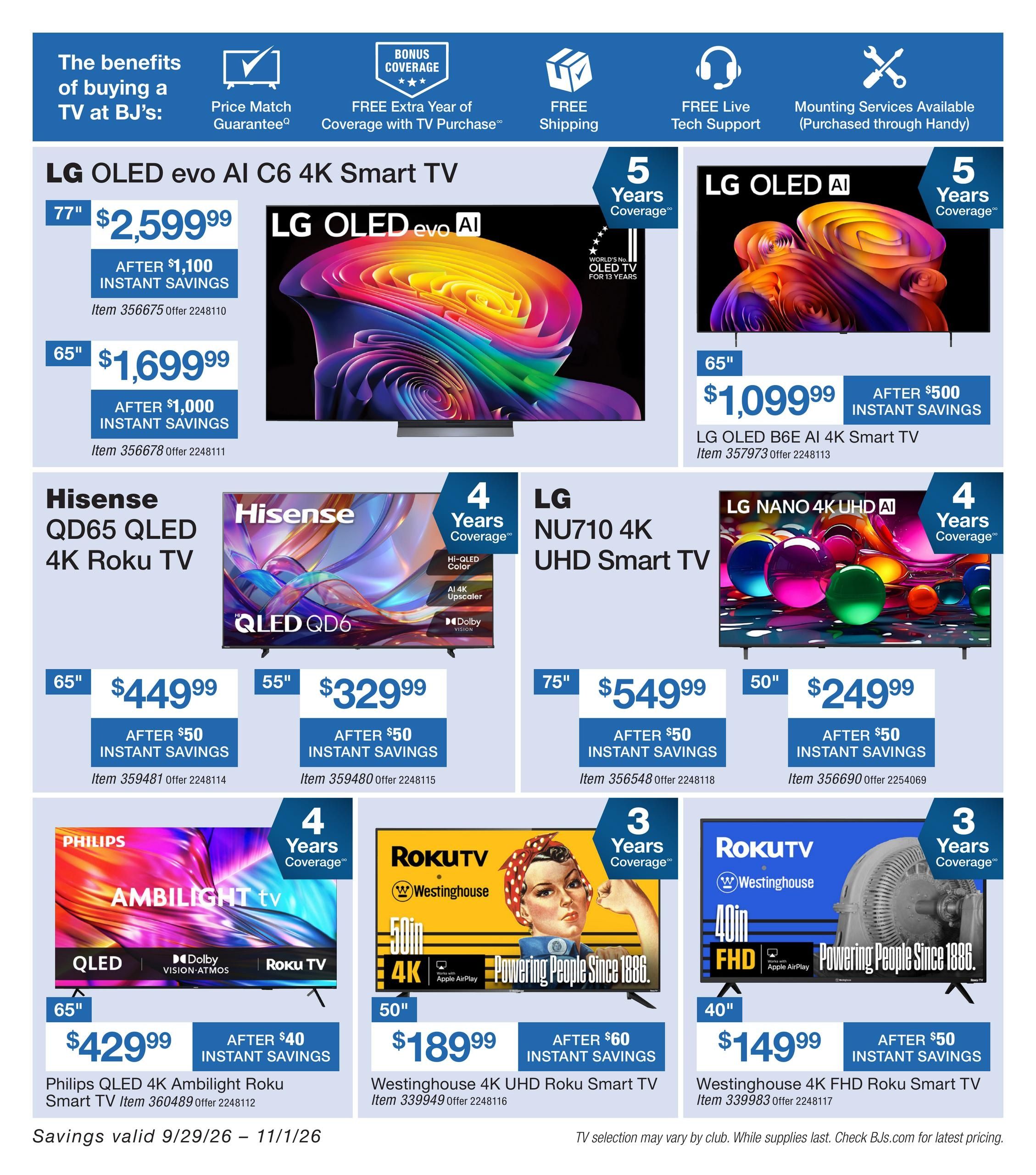 BJ's Wholesale Club Smart Saver Weekly Ad September 29 - November 1, 2026