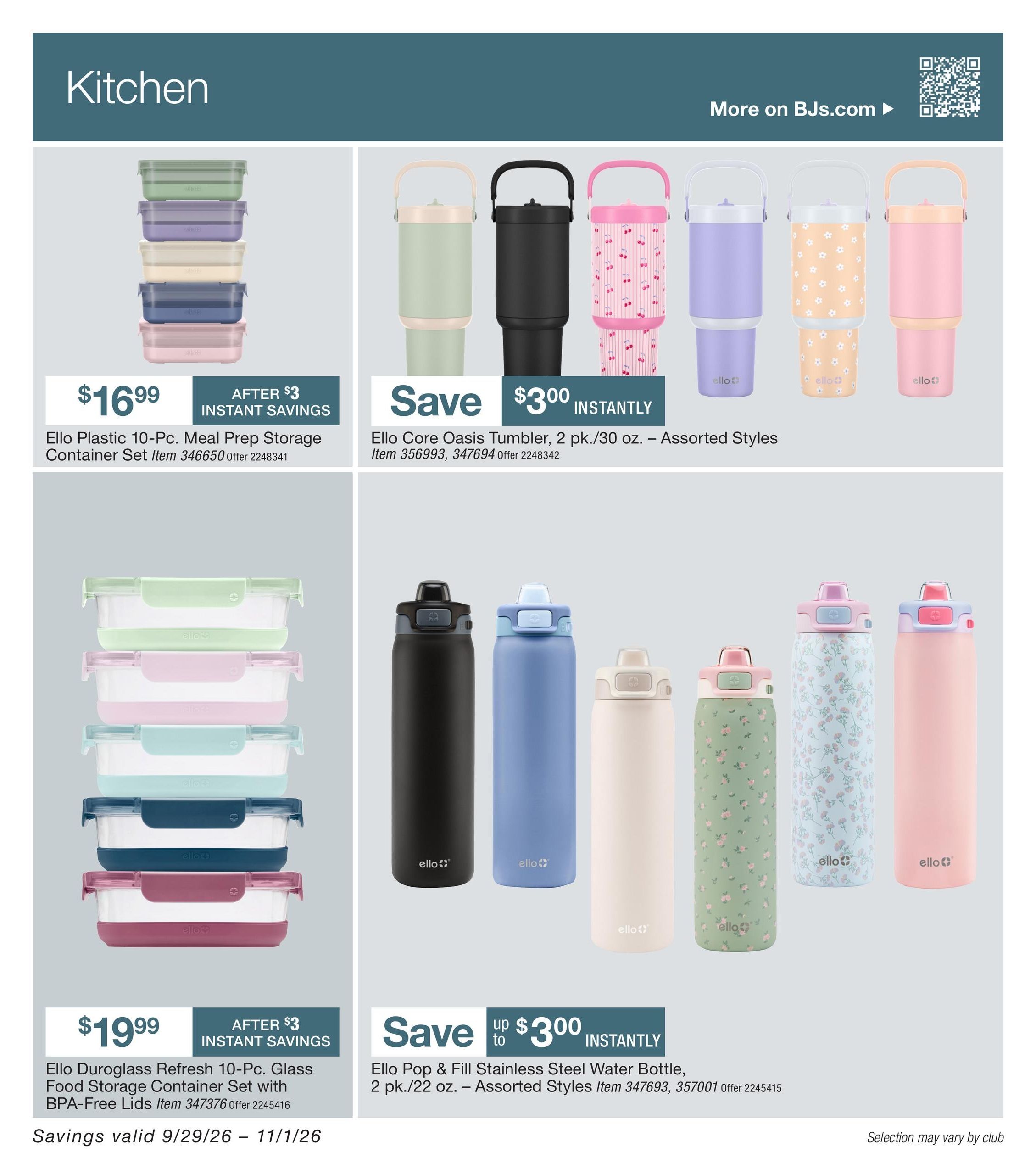 BJ's Wholesale Club Smart Saver Weekly Ad September 29 - November 1, 2026