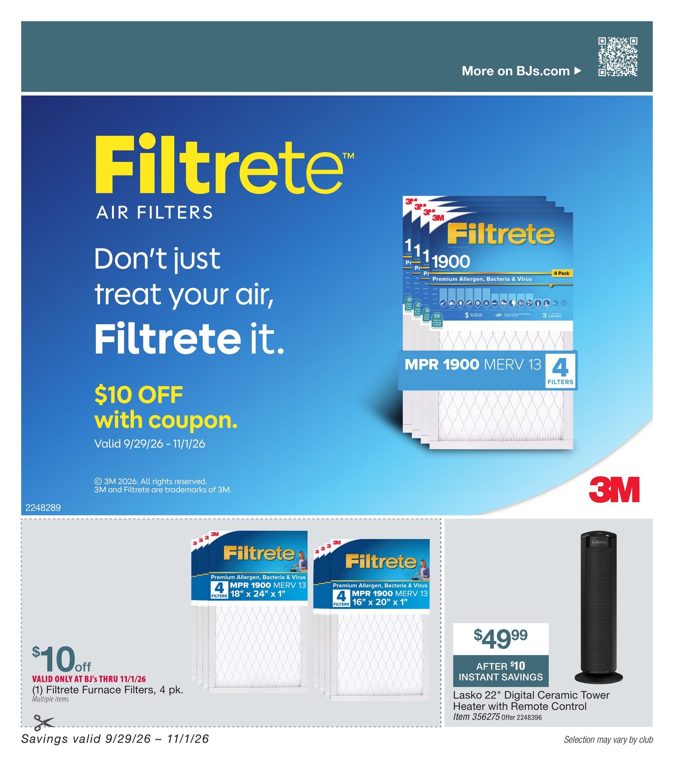 BJ's Wholesale Club Smart Saver Weekly Ad September 29 - November 1, 2026