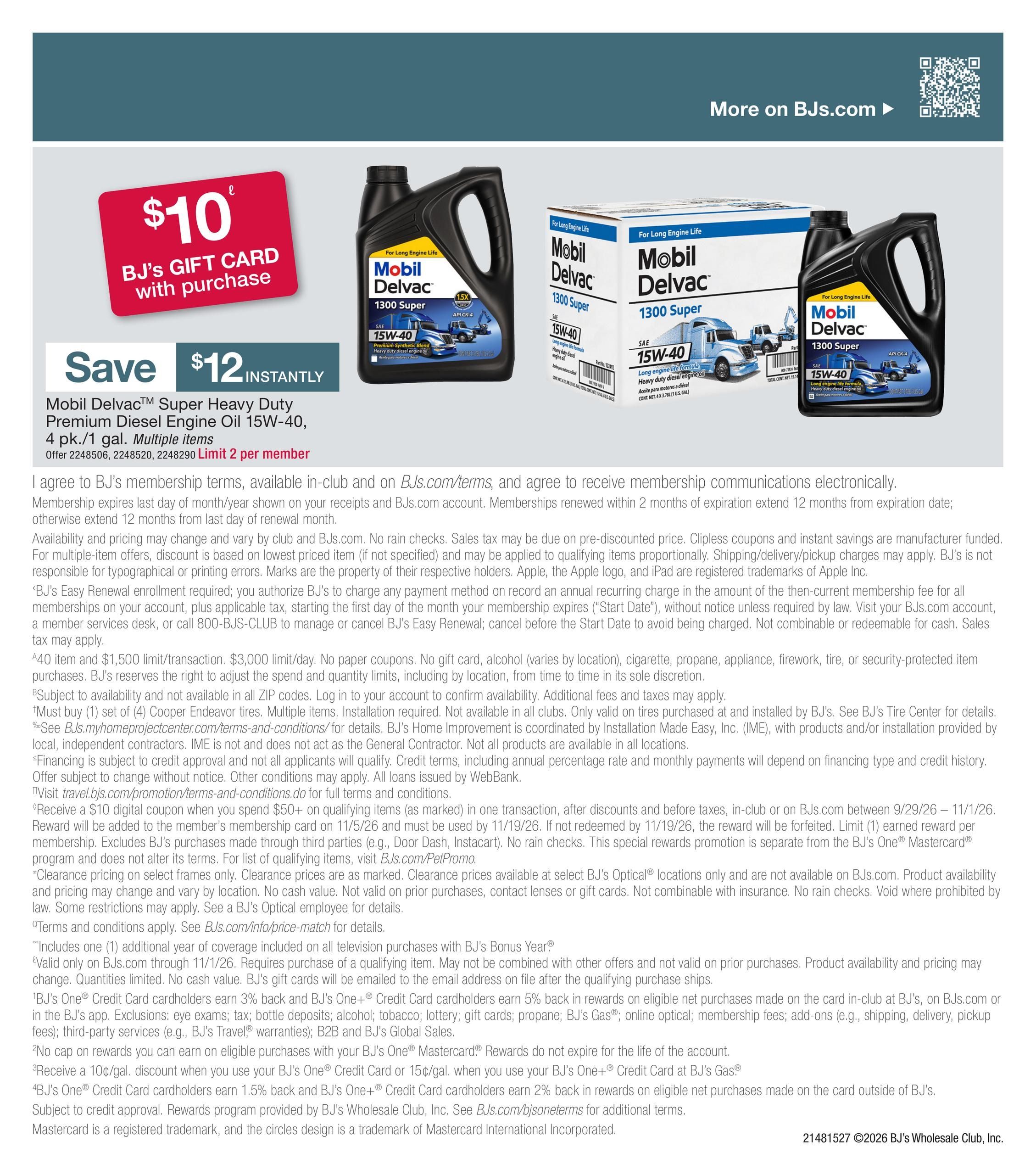 BJ's Wholesale Club Smart Saver Weekly Ad September 29 - November 1, 2026