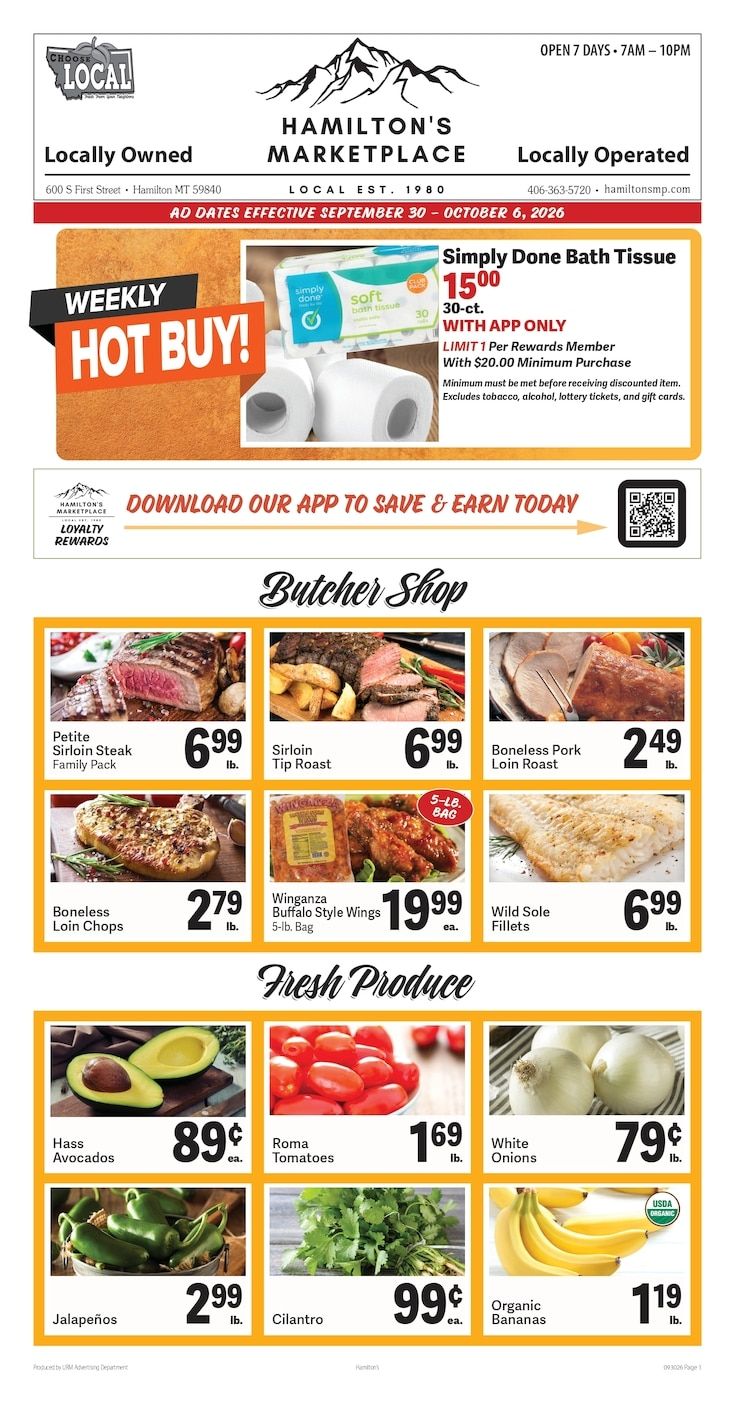 Hamilton's Marketplace Weekly Ad September 30 - October 6, 2026
