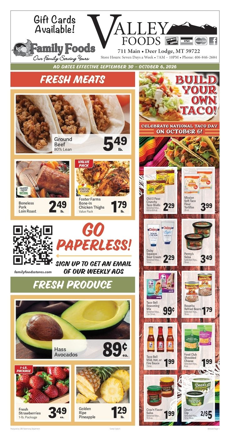 Deer Lodge Valley Foods Weekly Ad September 30 - October 6, 2026