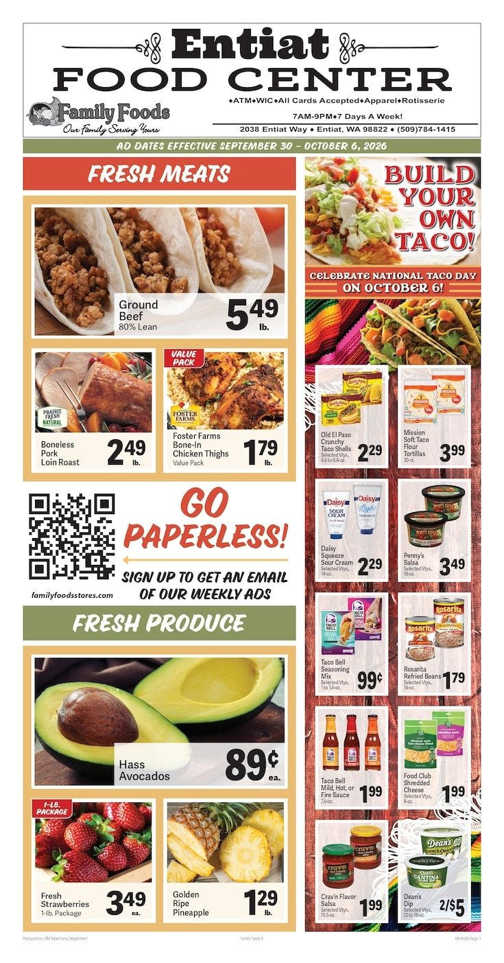 Entiat Food Center Weekly Ad September 30 - October 6, 2026