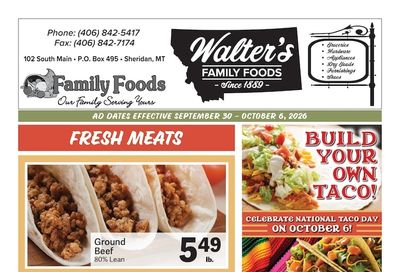 Walter's Family Foods Weekly Ad September 30 - October 6, 2026