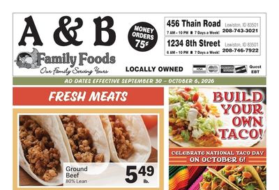 A&B Family Foods Weekly Ad September 30 - October 6, 2026