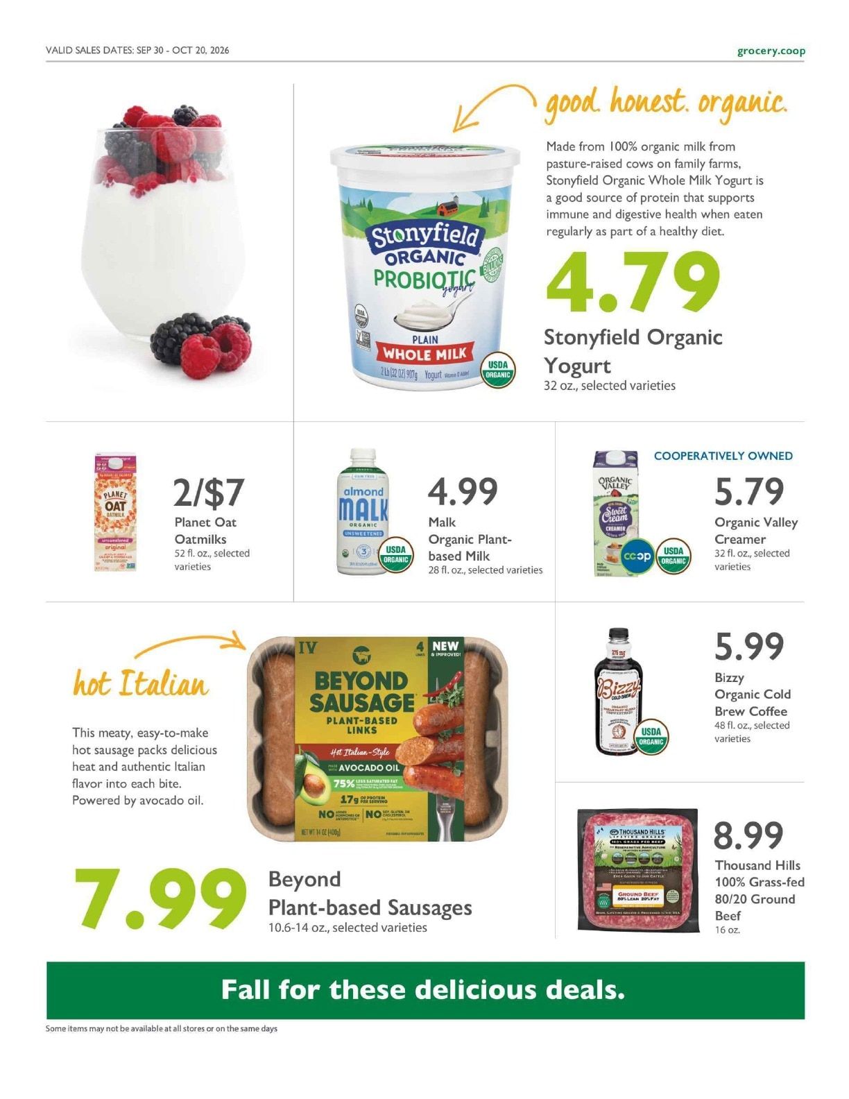 Abundance Food Co-op Co+op Deals Weekly Ad September 30 - October 20, 2026