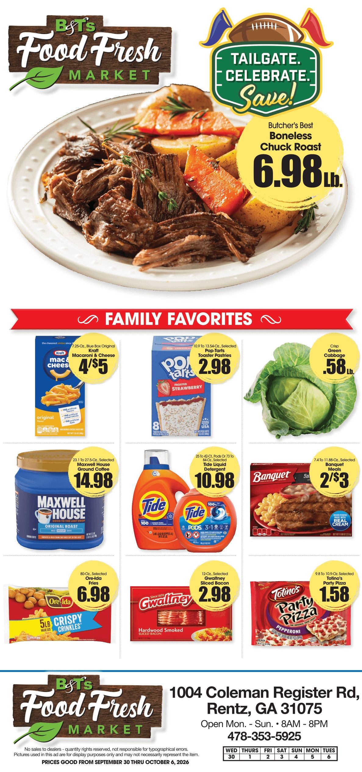 B&T's Food Fresh Market (Rentz, GA) Weekly Ad September 30 - October 6, 2026