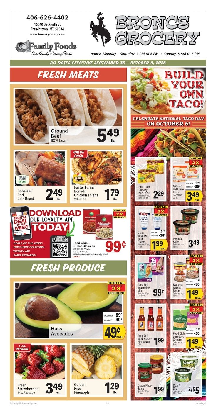 Bronc's Grocery Weekly Ad September 30 - October 6, 2026