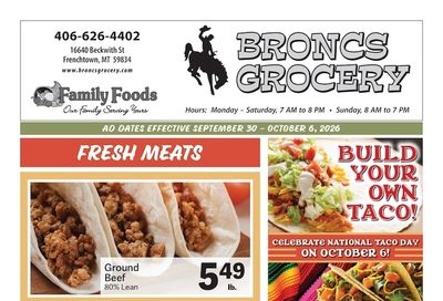 Bronc's Grocery Weekly Ad September 30 - October 6, 2026