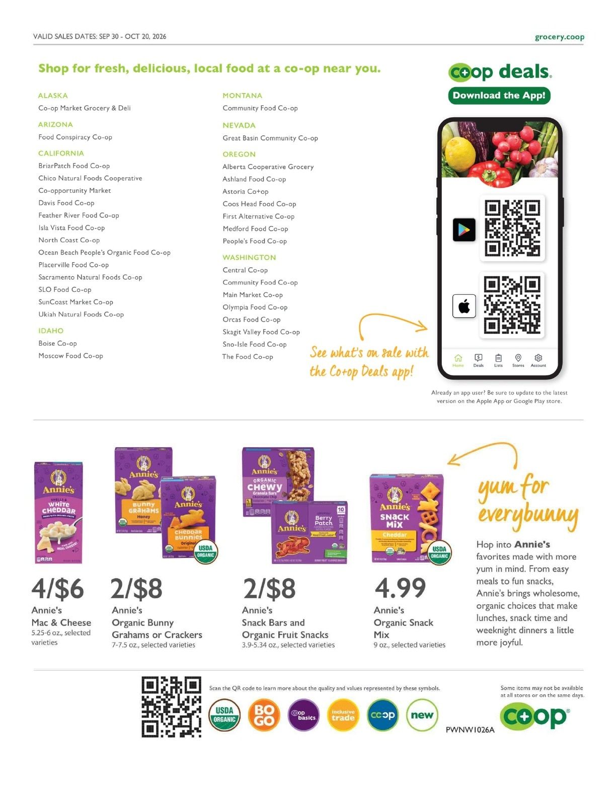 Coos Head Food Co-op Co+op Deals Weekly Ad September 30 - October 20, 2026