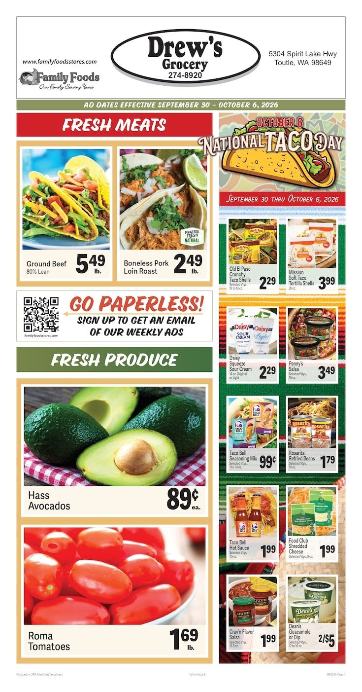 Drew's Grocery Weekly Ad September 30 - October 6, 2026