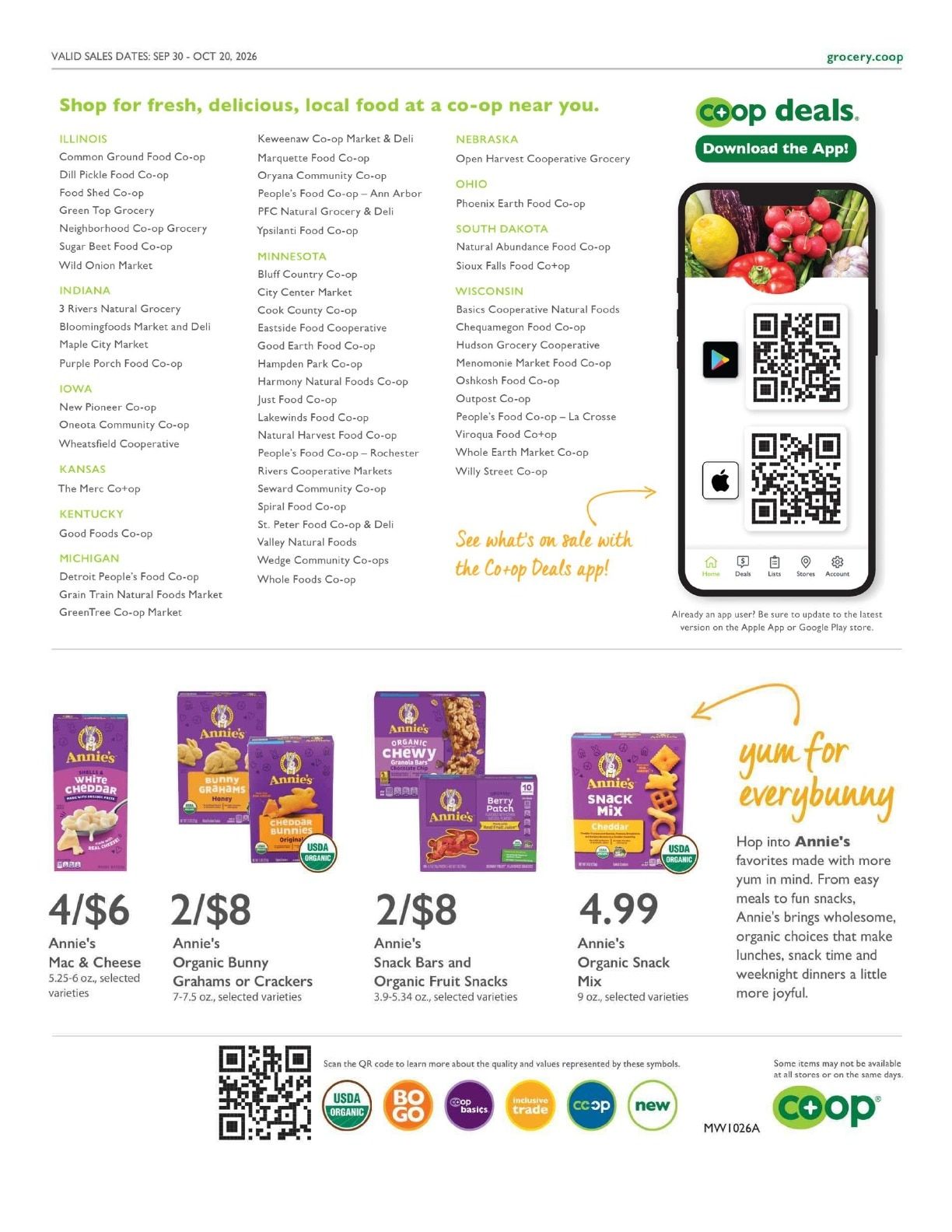 Harmony Natural Foods Co-op Co+op Deals Weekly Ad September 30 - October 20, 2026