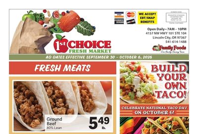 1st Choice Fresh Market Weekly Ad September 30 - October 6, 2026