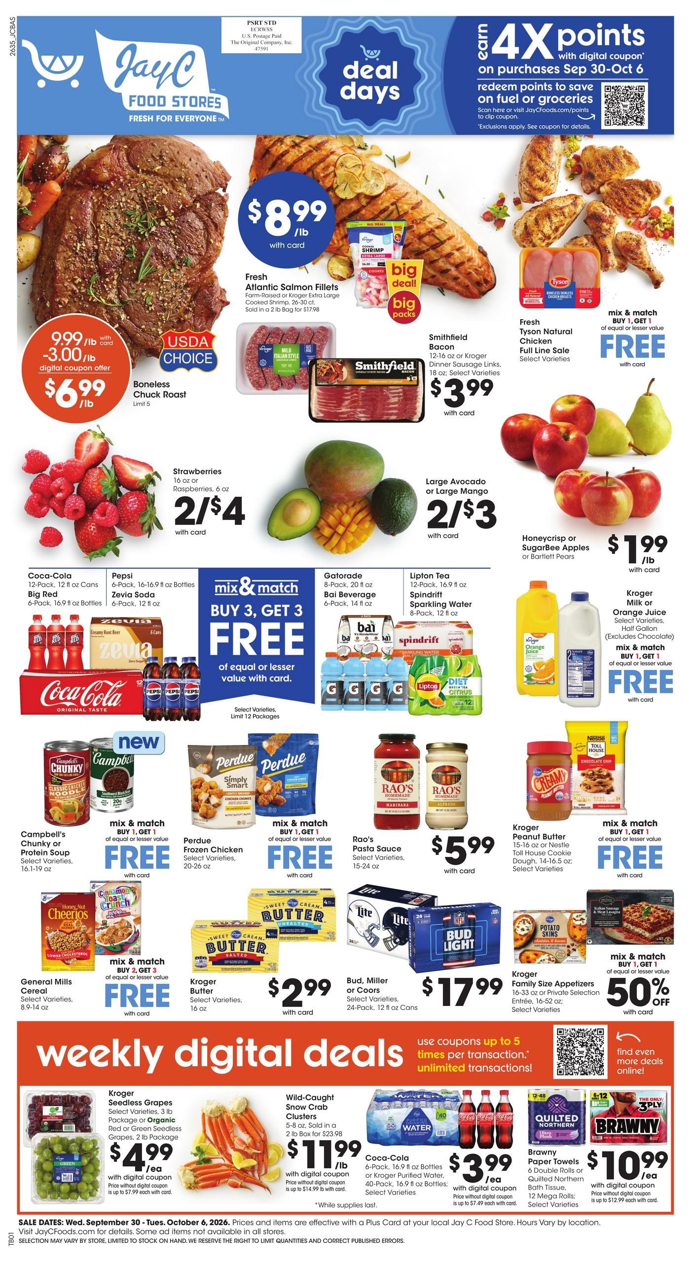 JayC Food Stores (Hanover-Spencer Area, IN) Weekly Ad September 30 - October 6, 2026