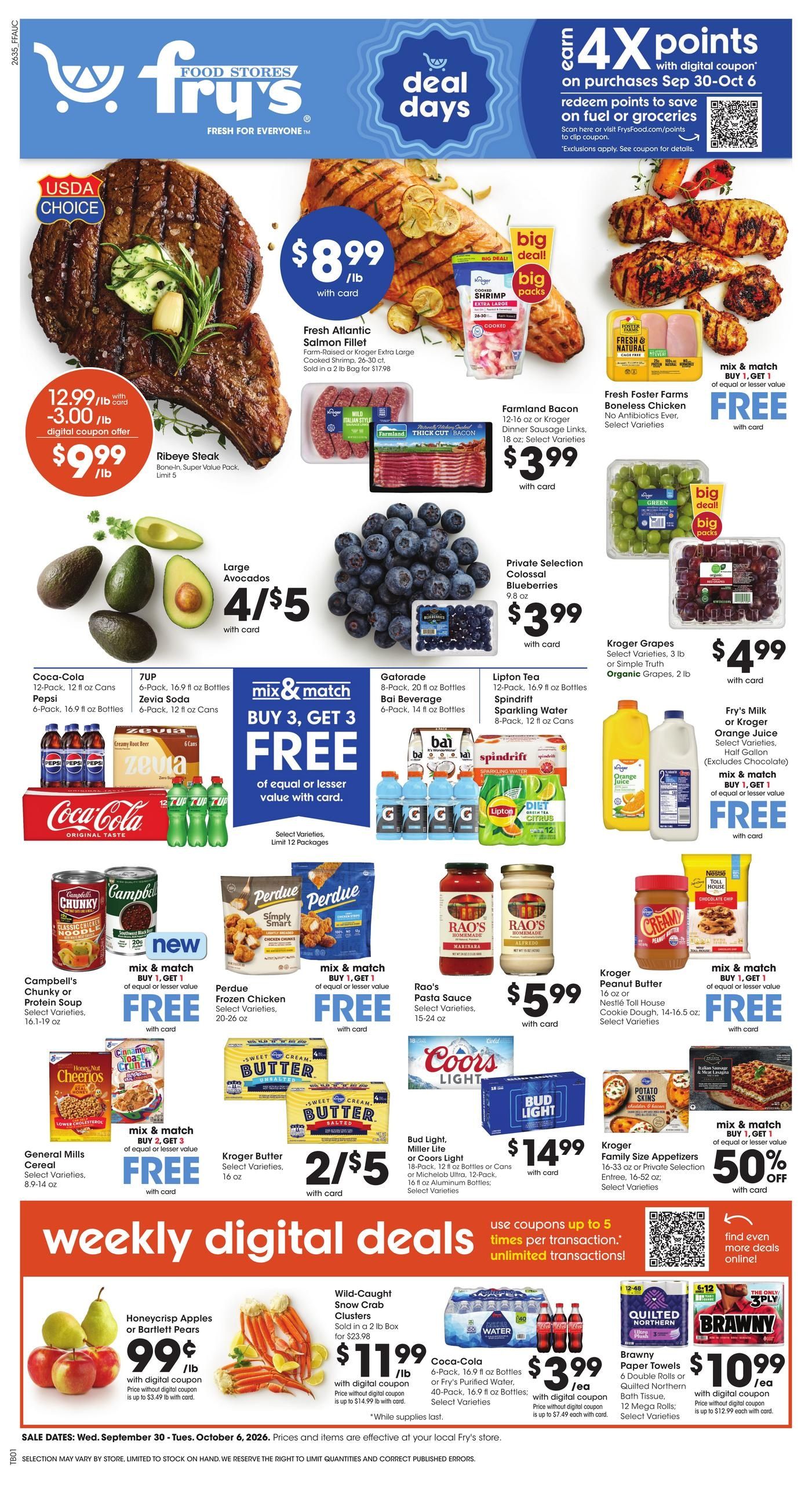Fry's Food Stores (Avondale Area, AZ) Weekly Ad September 30 - October 6, 2026