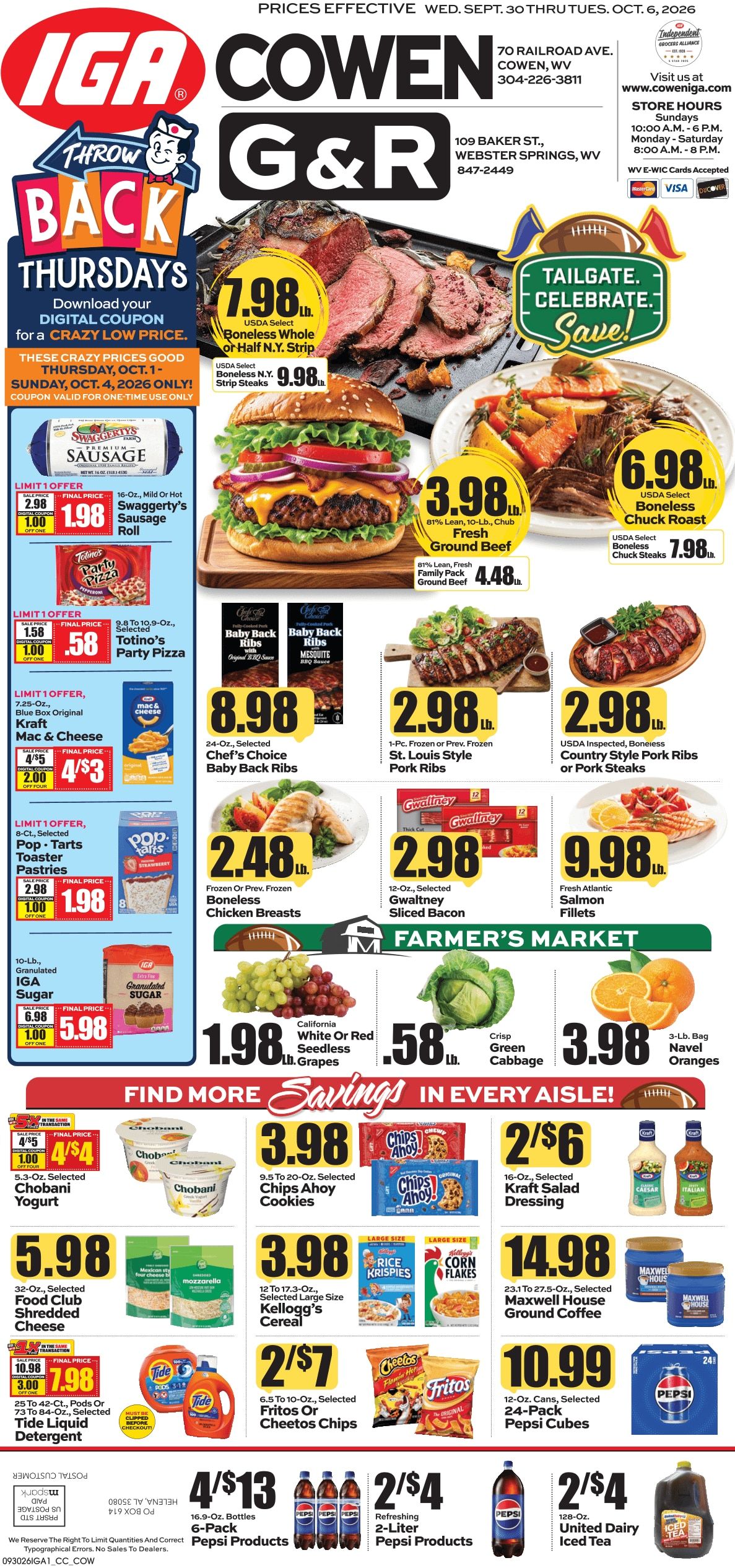 G&R IGA (109 Baker St, Webster Springs, WV) Weekly Ad September 30 - October 6, 2026