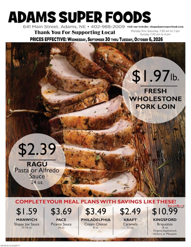 Adams Super Foods Weekly Ad September 30 - October 6, 2026