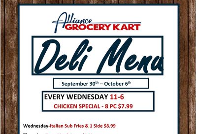 Alliance Grocery Kart Deli Menu Weekly Ad September 30 - October 6, 2026