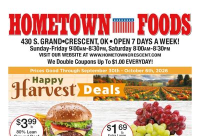 Hometown Foods Crescent Happy Harvest Deals! Weekly Ad September 30 - October 6, 2026