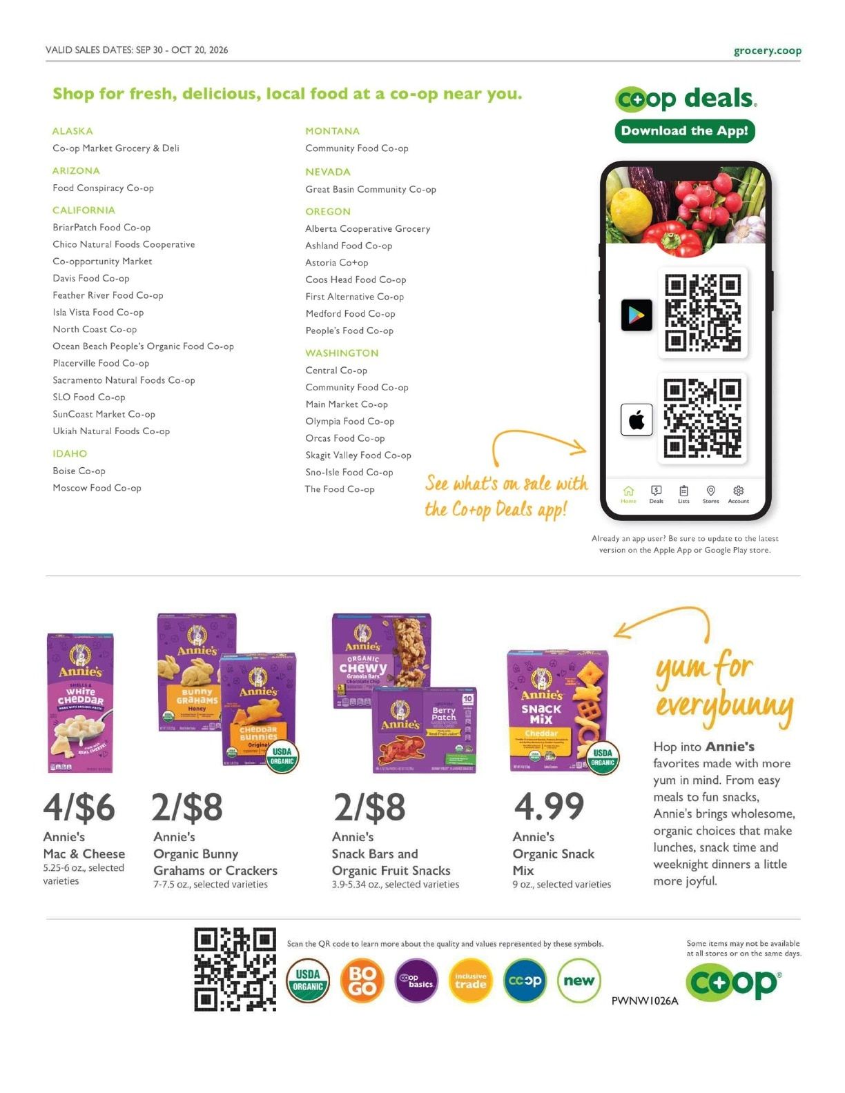 Olympia Food Co-op Co+op Deals Weekly Ad September 30 - October 20, 2026