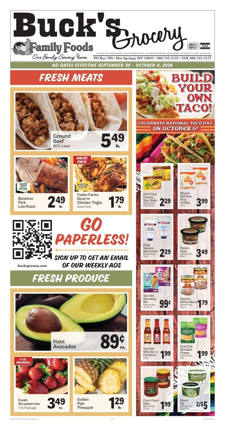 Buck's Grocery Weekly Ad September 30 - October 6, 2026