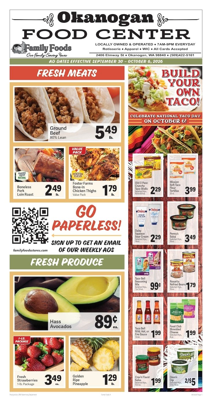 Okanogan Food Center Weekly Ad September 30 - October 6, 2026