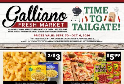Galliano Fresh Market Weekly Ad September 30 - October 6, 2026