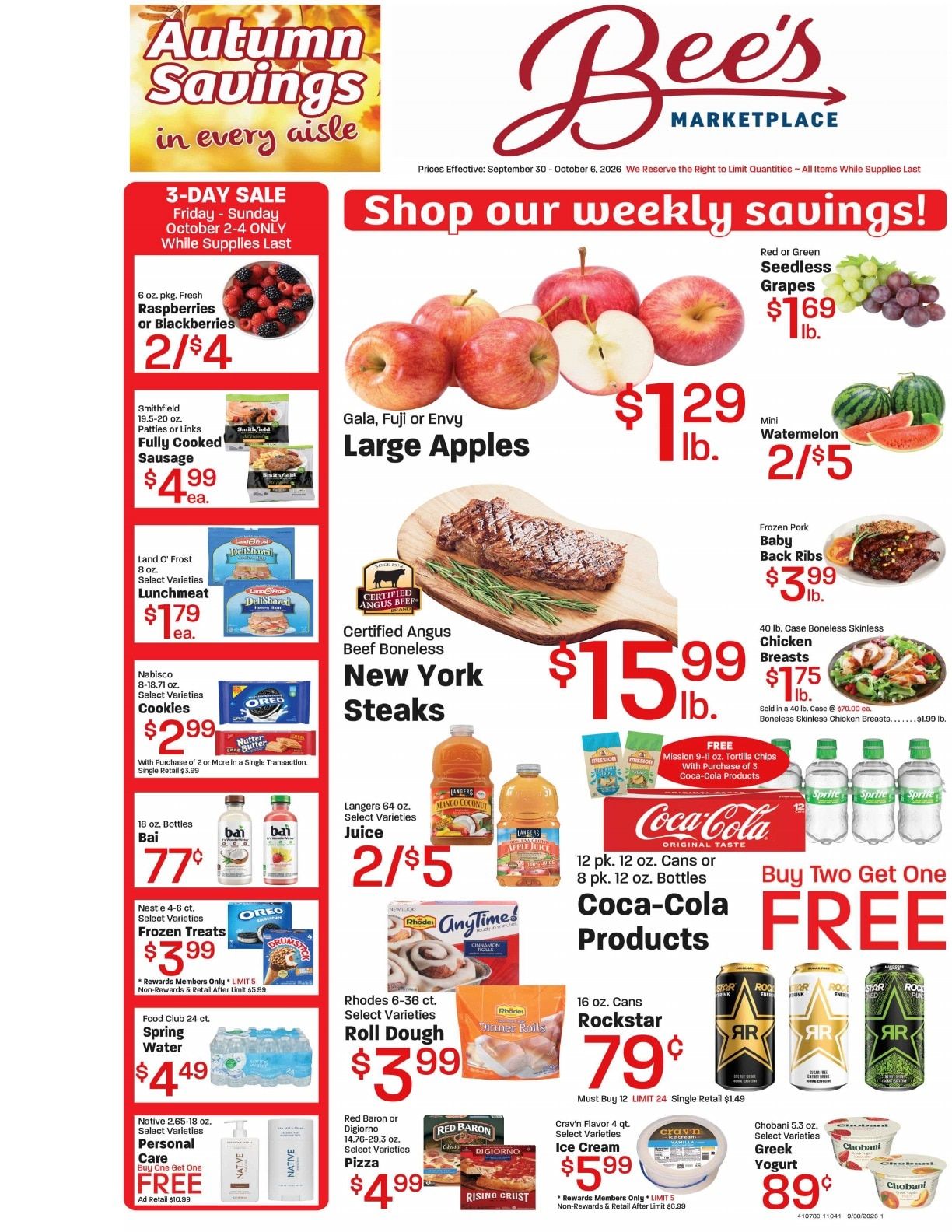 Bee's Marketplace Weekly Ad September 30 - October 6, 2026