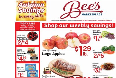 Bee's Marketplace Weekly Ad September 30 - October 6, 2026
