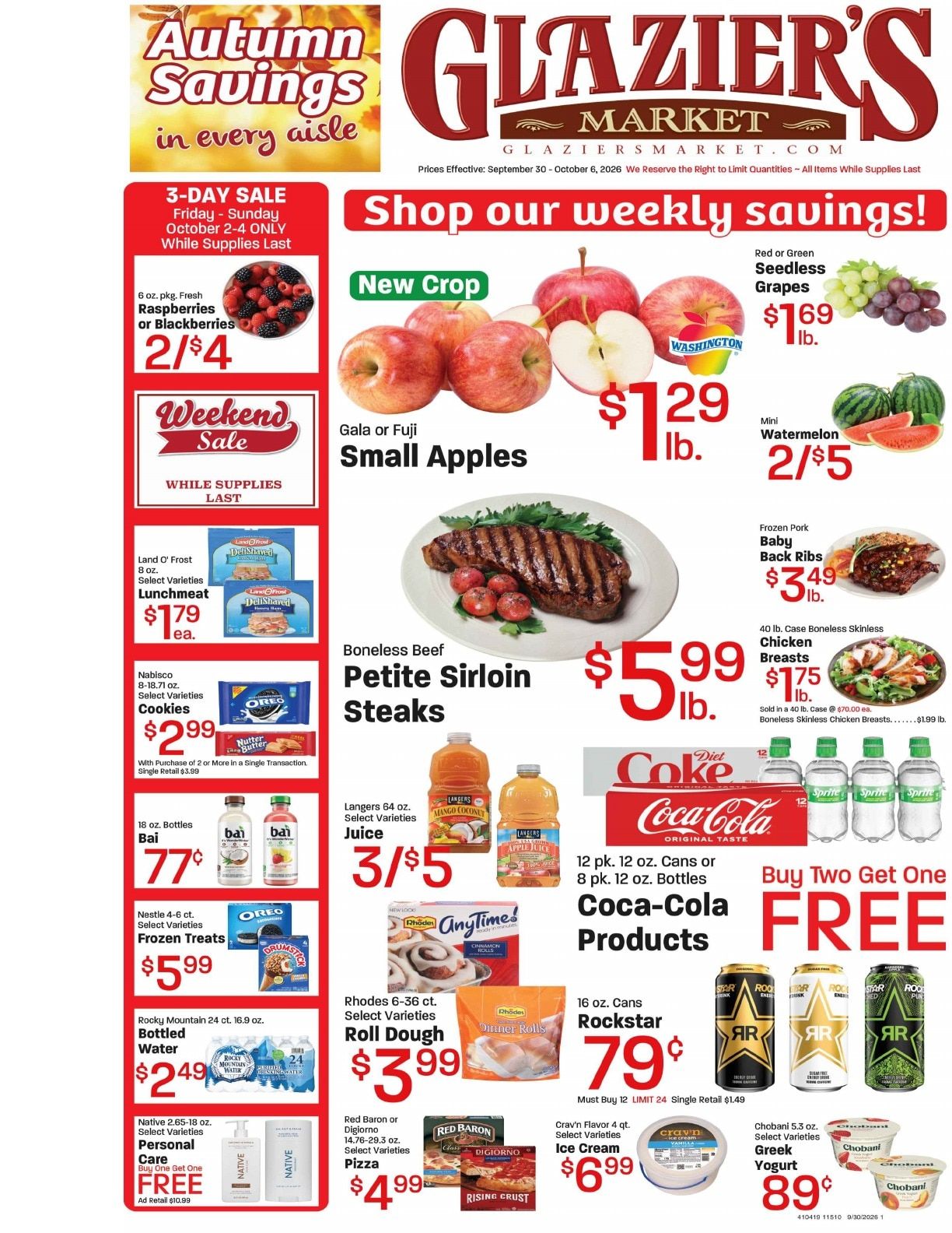 Glazier's Market Weekly Ad September 30 - October 6, 2026