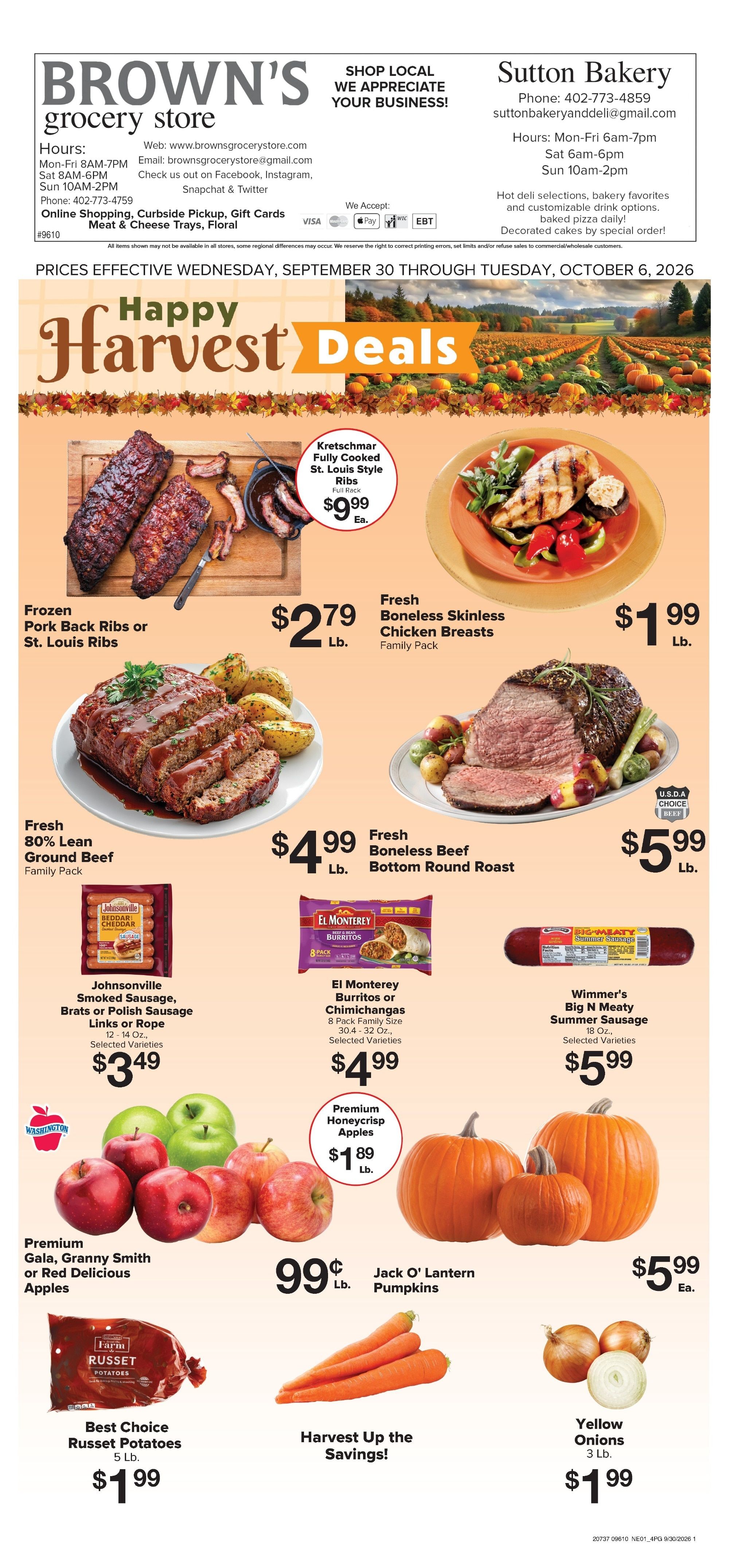 Brown's Grocery Store Weekly Ad September 30 - October 6, 2026