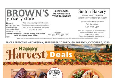 Brown's Grocery Store Weekly Ad September 30 - October 6, 2026