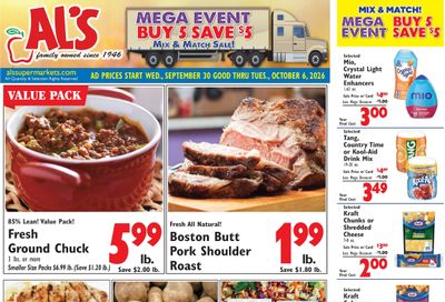 Al's Supermarket Weekly Ad September 30 - October 6, 2026
