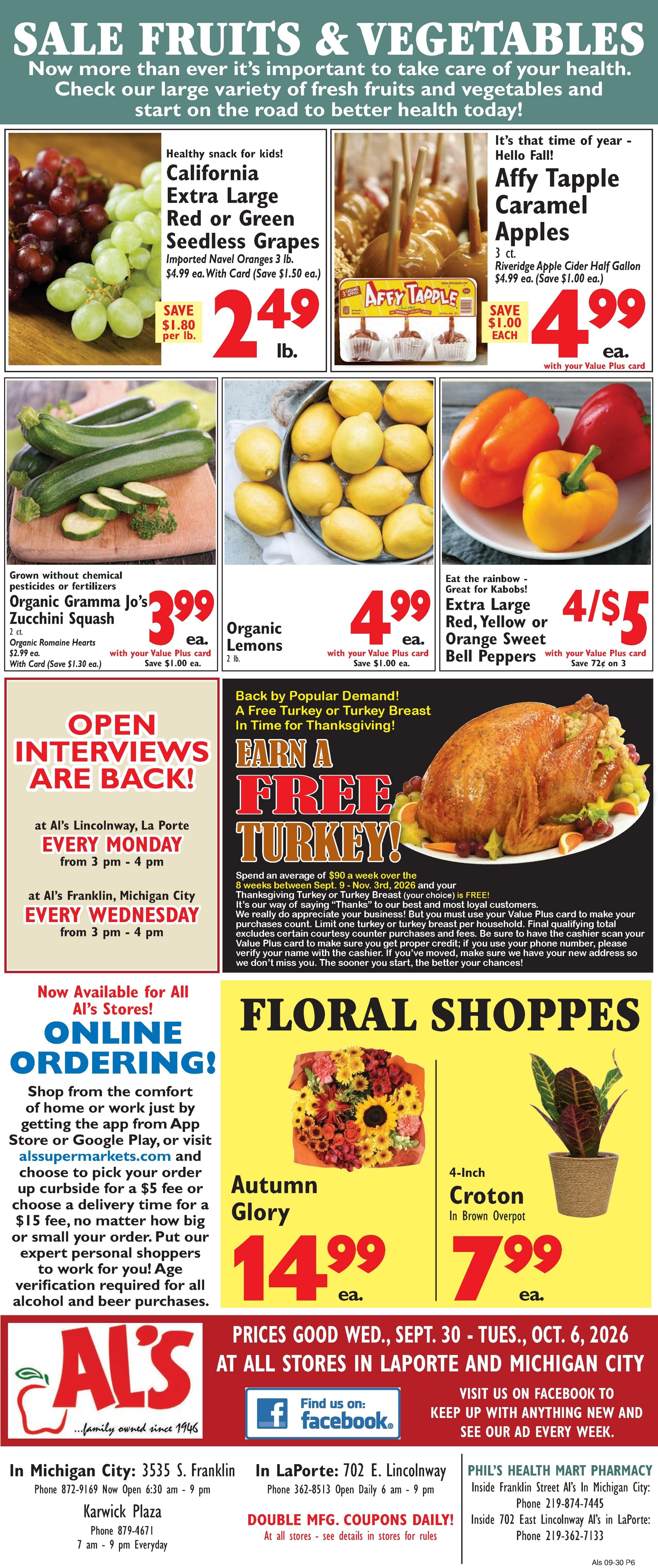 Al's Supermarket Weekly Ad September 30 - October 6, 2026