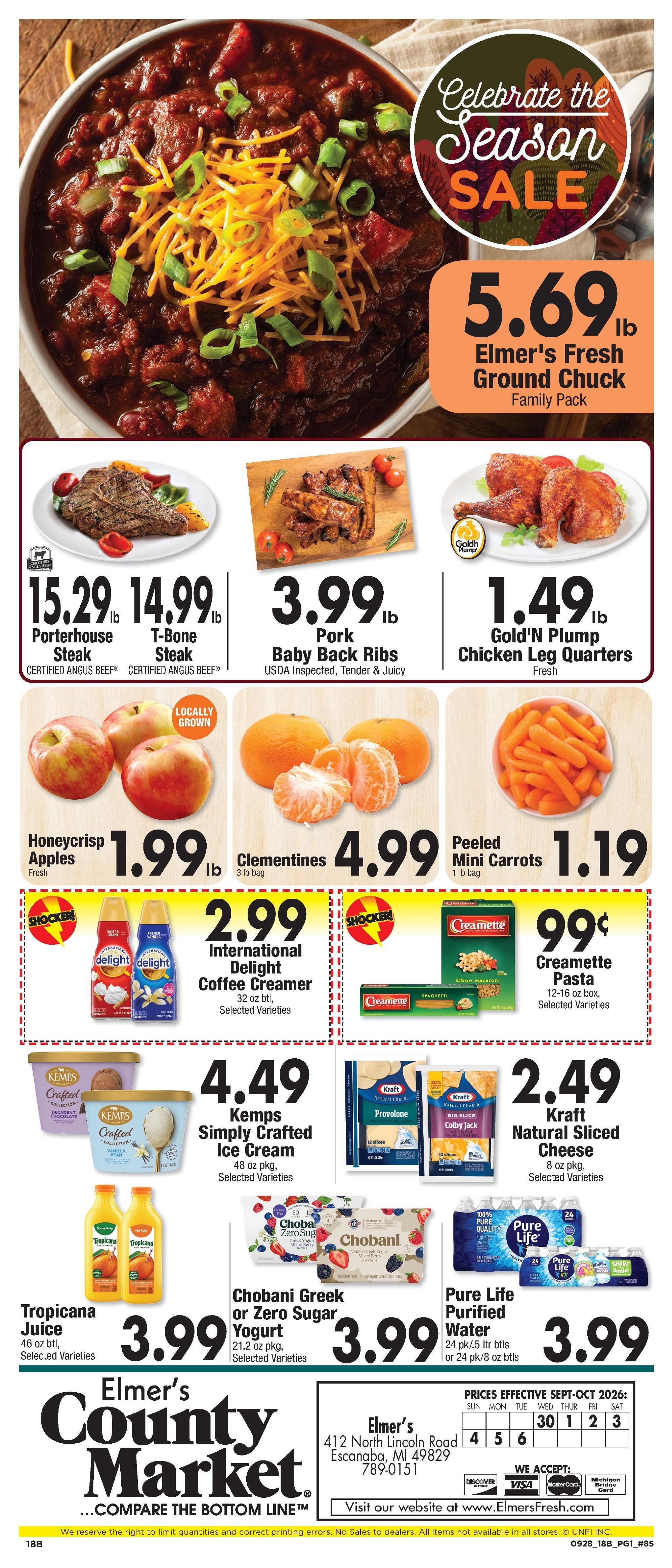 Elmer's County Market (412 N. Lincoln Rd., Escanaba, MI) Weekly Ad September 30 - October 6, 2026