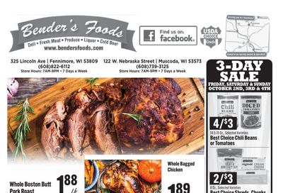 Bender's Foods (Wisconsin) Weekly Ad September 30 - October 6, 2026
